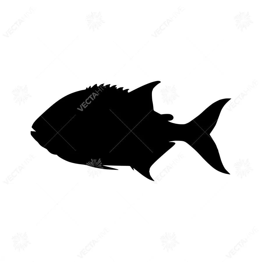 Black Fish Silhouette Vector Illustration