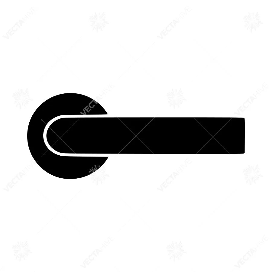 Minimalist Door Handle Icon - Black Outline