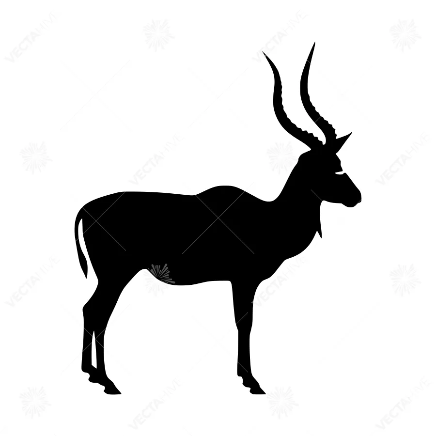 Black Oryx Silhouette Vector Illustration