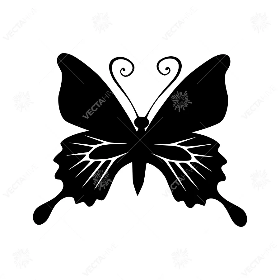 Black Butterfly Silhouette Vector Illustration