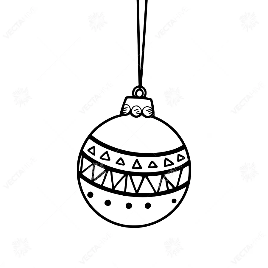 Black & White Christmas Ornament Illustration