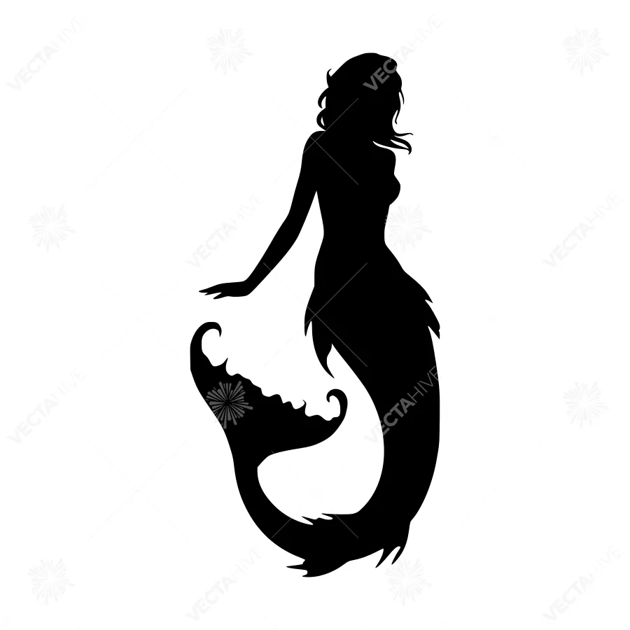 Silhouette Mermaid Vector Graphic