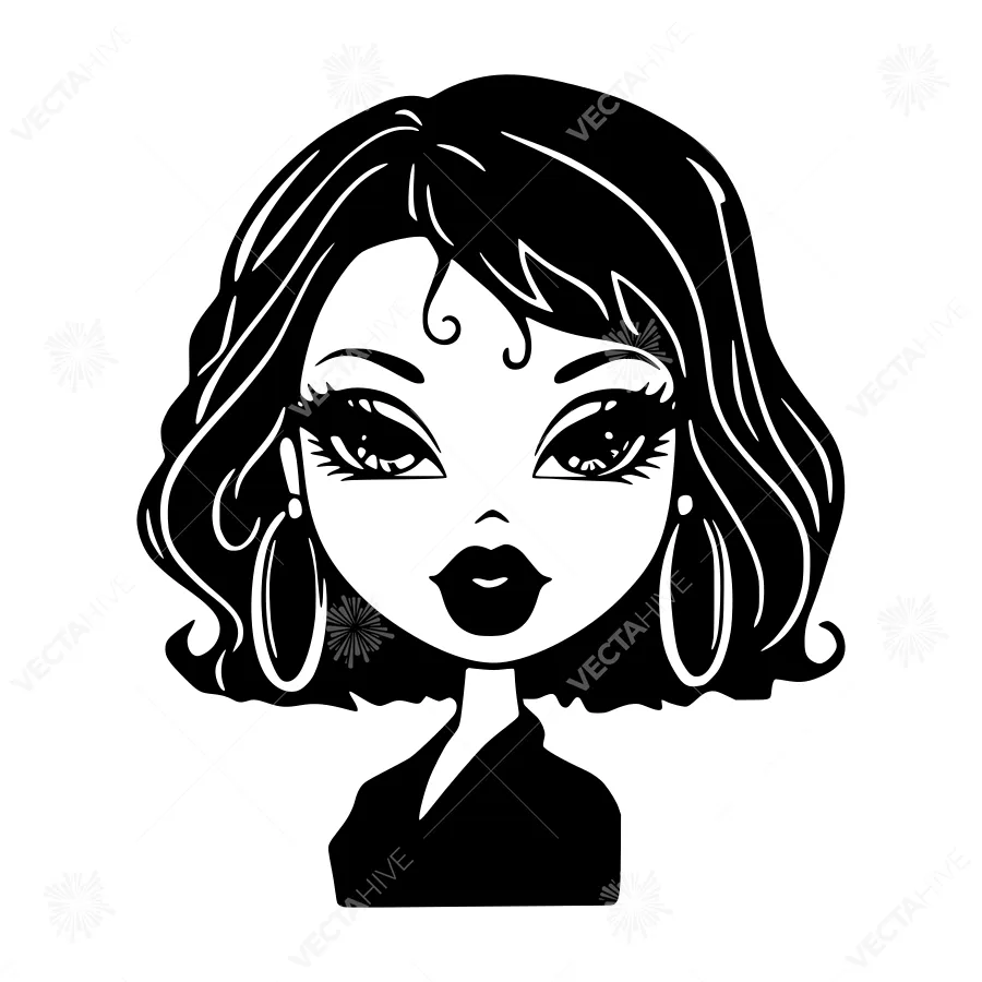 Black Silhouette Girl Portrait - Glamorous Beauty
