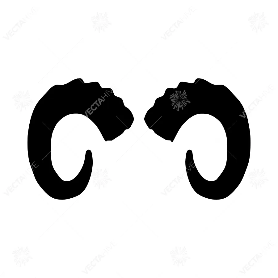 Ram Horns Silhouette Black on White