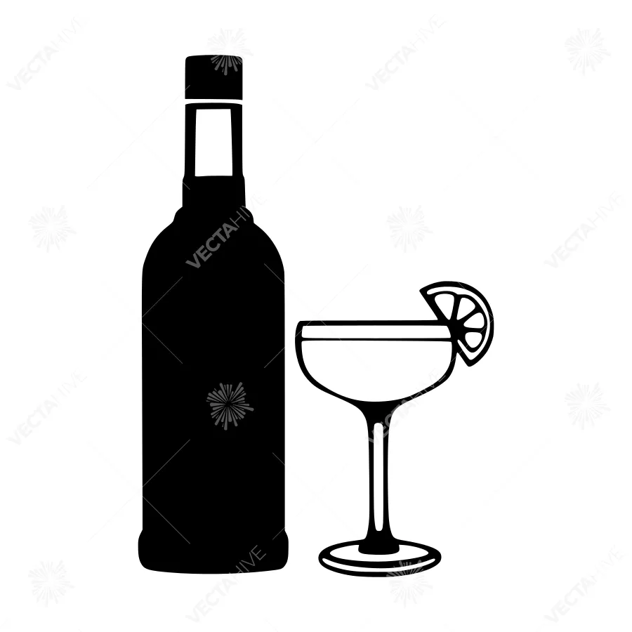 Bottle & Cocktail Silhouette Icon