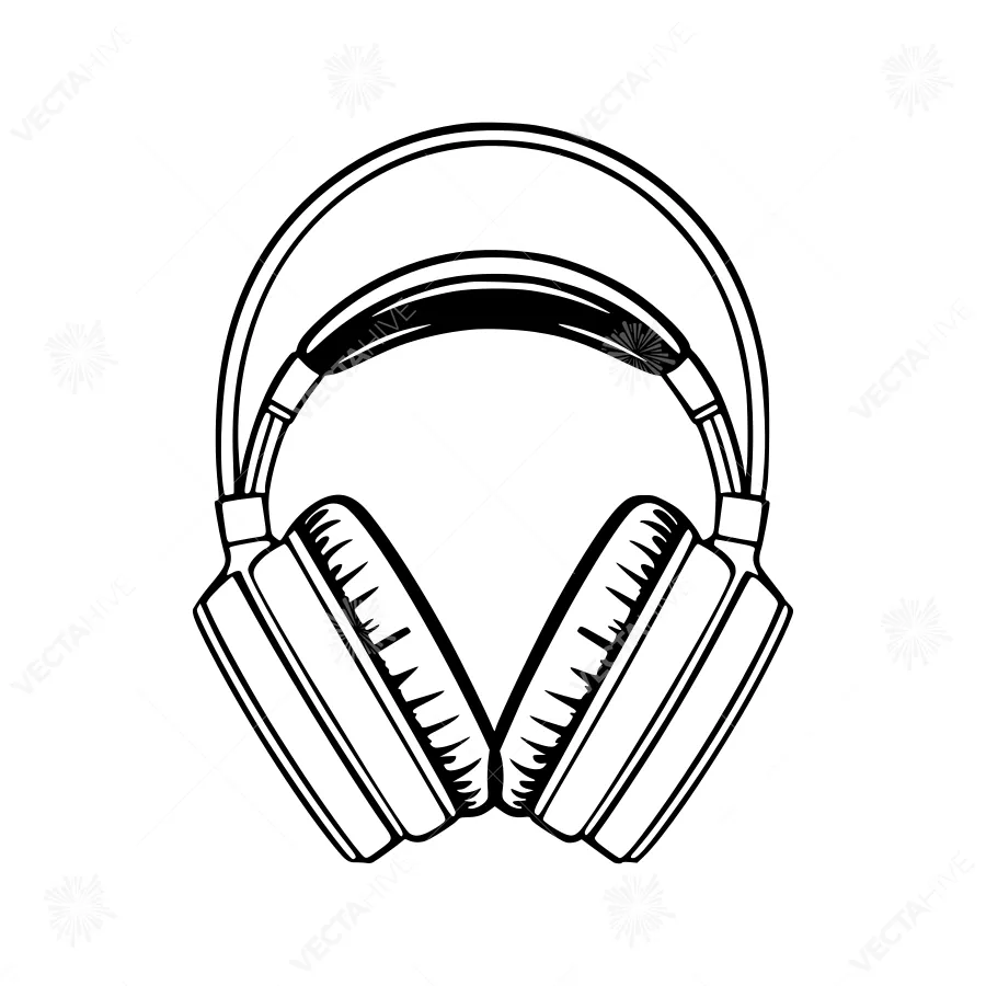 Black Headphones Line Art Icon