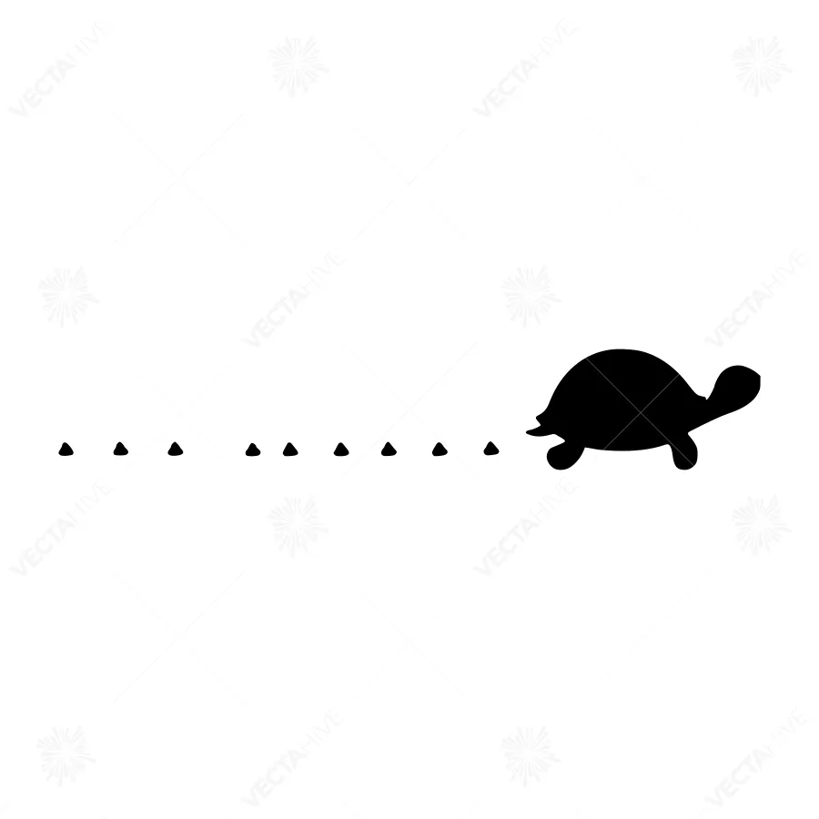 Silhouette Turtle Journey Minimalist Vector