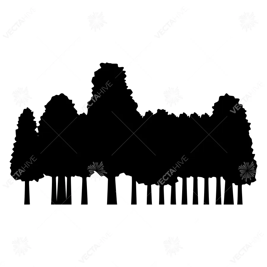 Silhouette Trees Landscape Vector Graphic