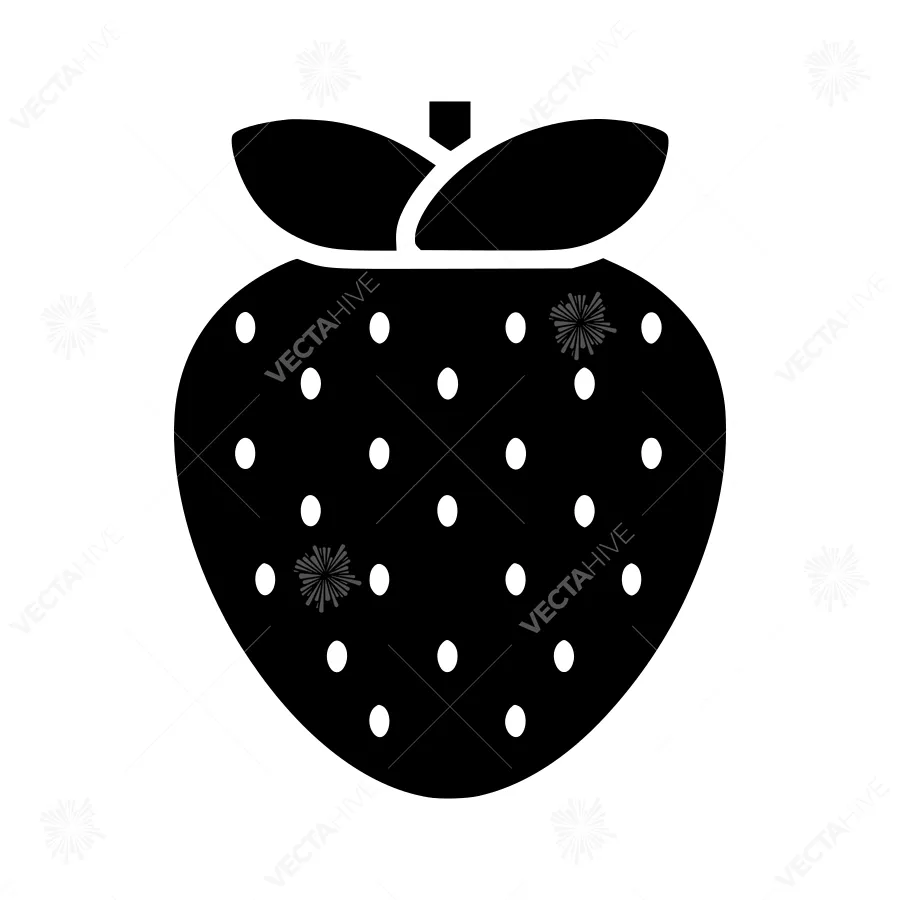 Strawberry Icon - Black Silhouette