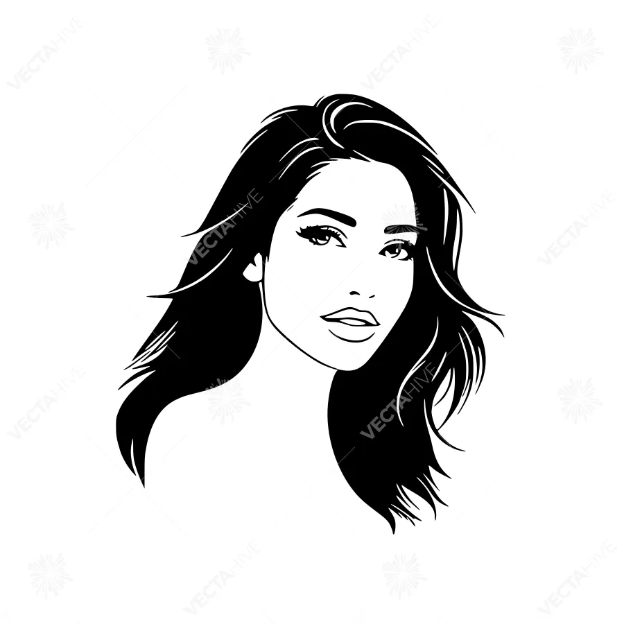 Black Silhouette Portrait Woman - Elegant Beauty