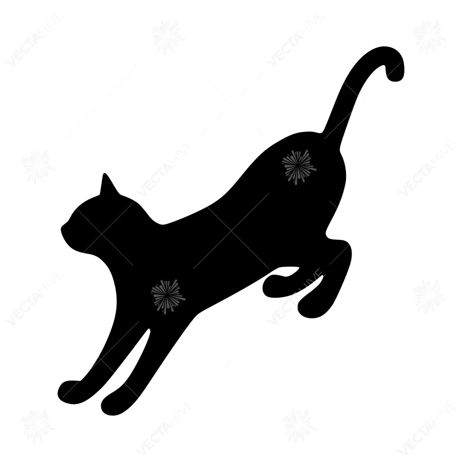 Black Cat Silhouette Jumping