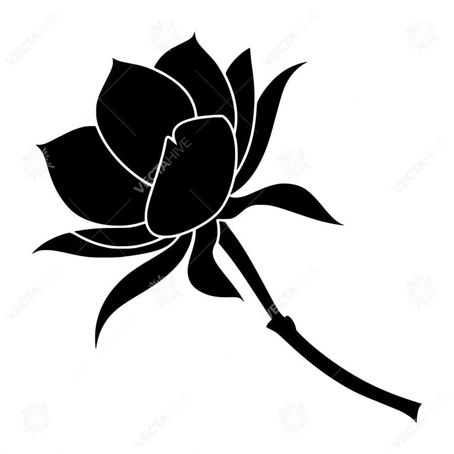 Black Lotus Silhouette Vector Graphic