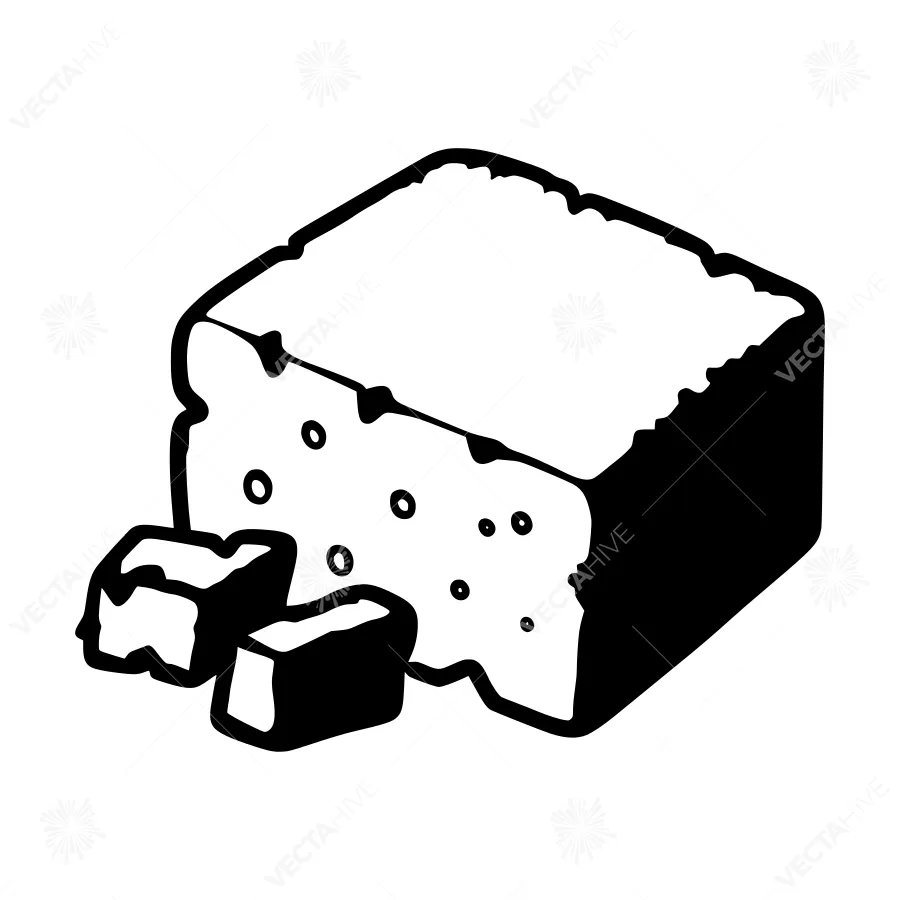 Black & White Bread Slice Illustration