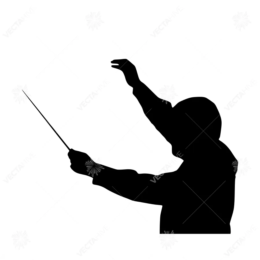 Silhouette Conductor Leading Orchestra