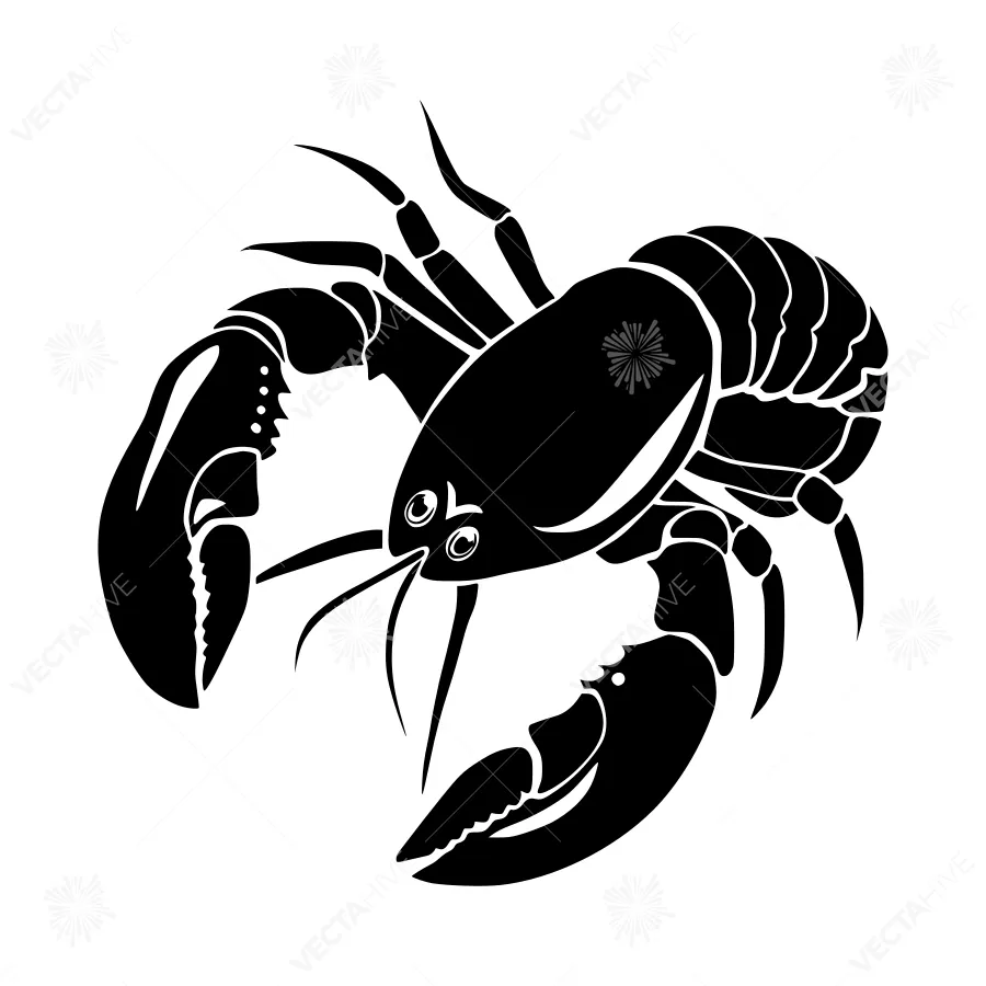 Black Lobster Silhouette Vector Illustration