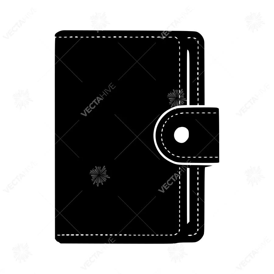 Black Leather Portfolio Icon - Vector Illustration