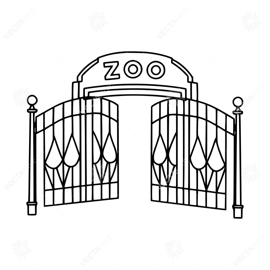 Zoo Entrance Gate Vector Illustration