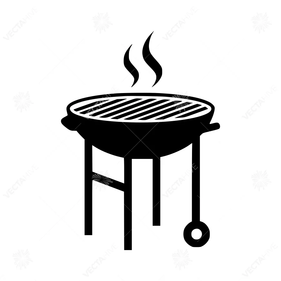 Black Grill Icon - BBQ Vector Illustration