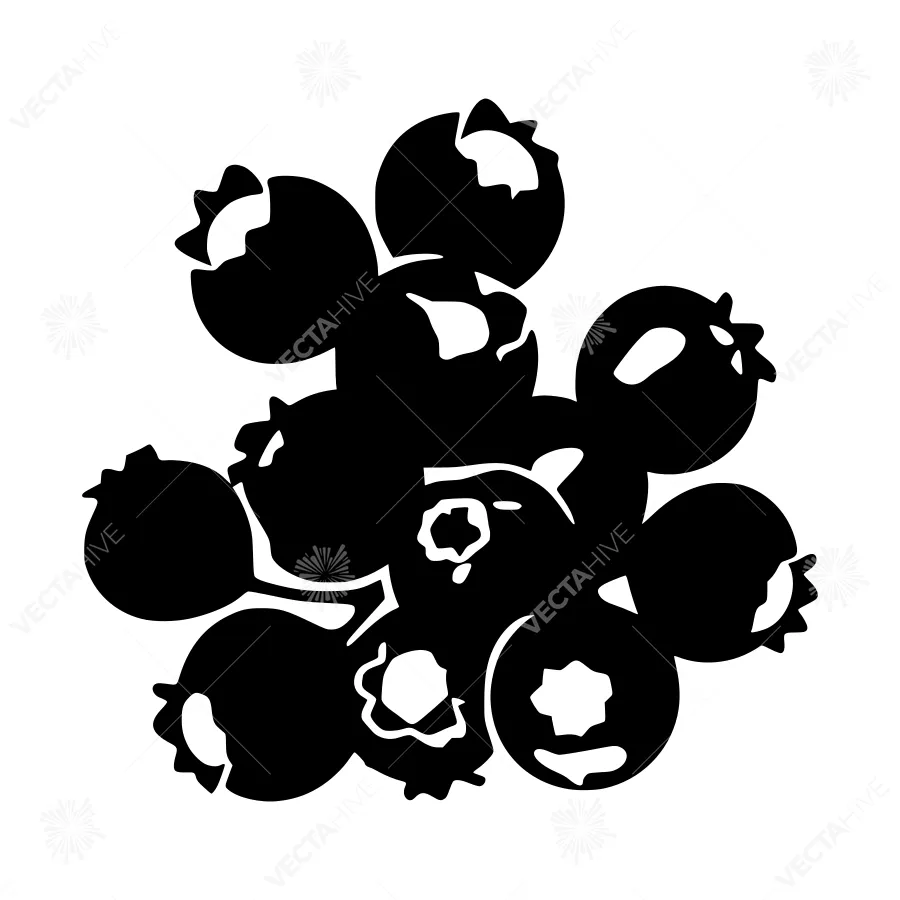 Black Blueberry Silhouette Vector Graphic