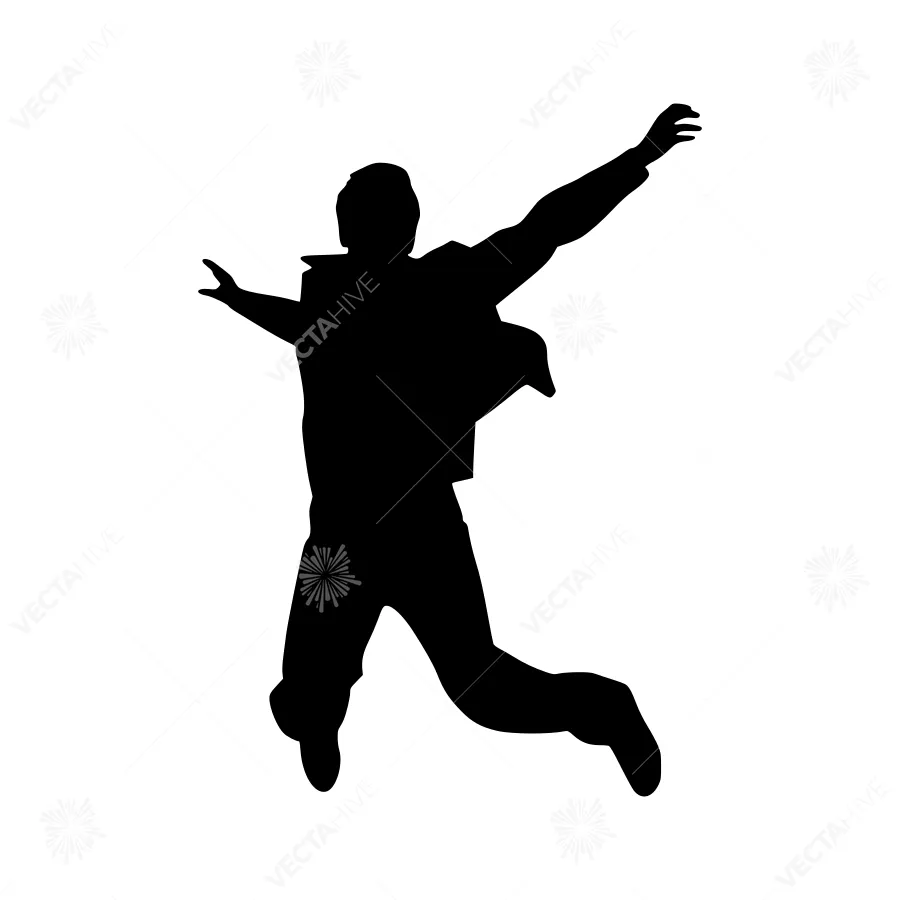 Silhouette Jumping Man - Celebration Vector