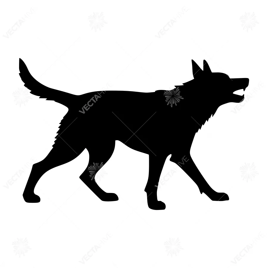 Silhouette Dog - Running Wolf Vector Graphic