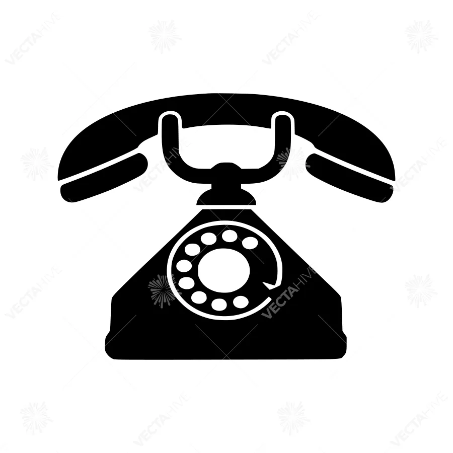 Vintage Telephone Icon - Black Silhouette