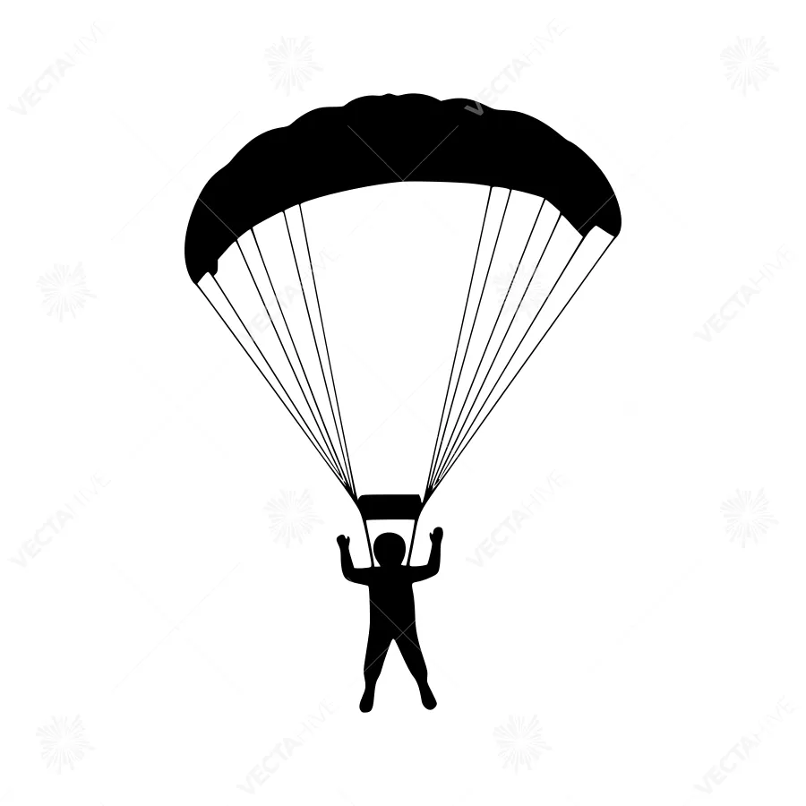 Silhouette Paraglider Flyer - Black on White