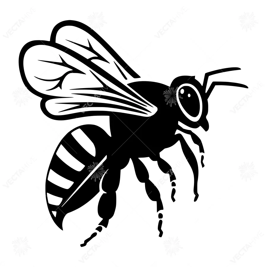 Black Bee Silhouette Vector Illustration