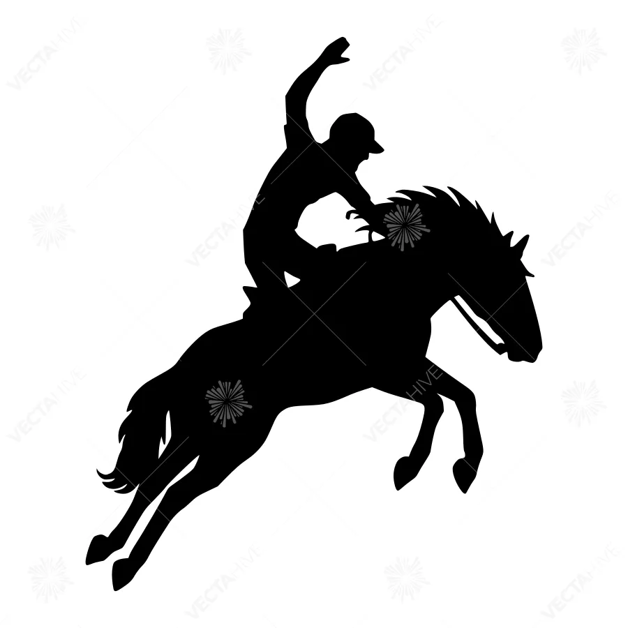 Silhouette Rodeo Rider Jumping Horse