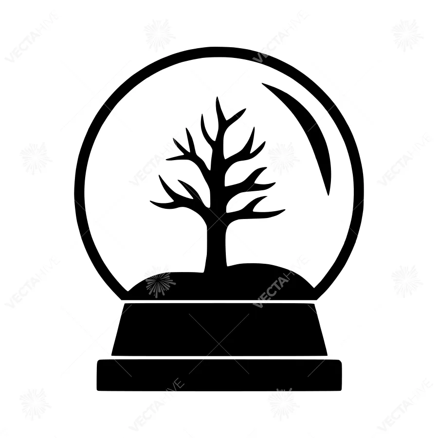 Snow Globe Tree Icon - Minimalist Vector