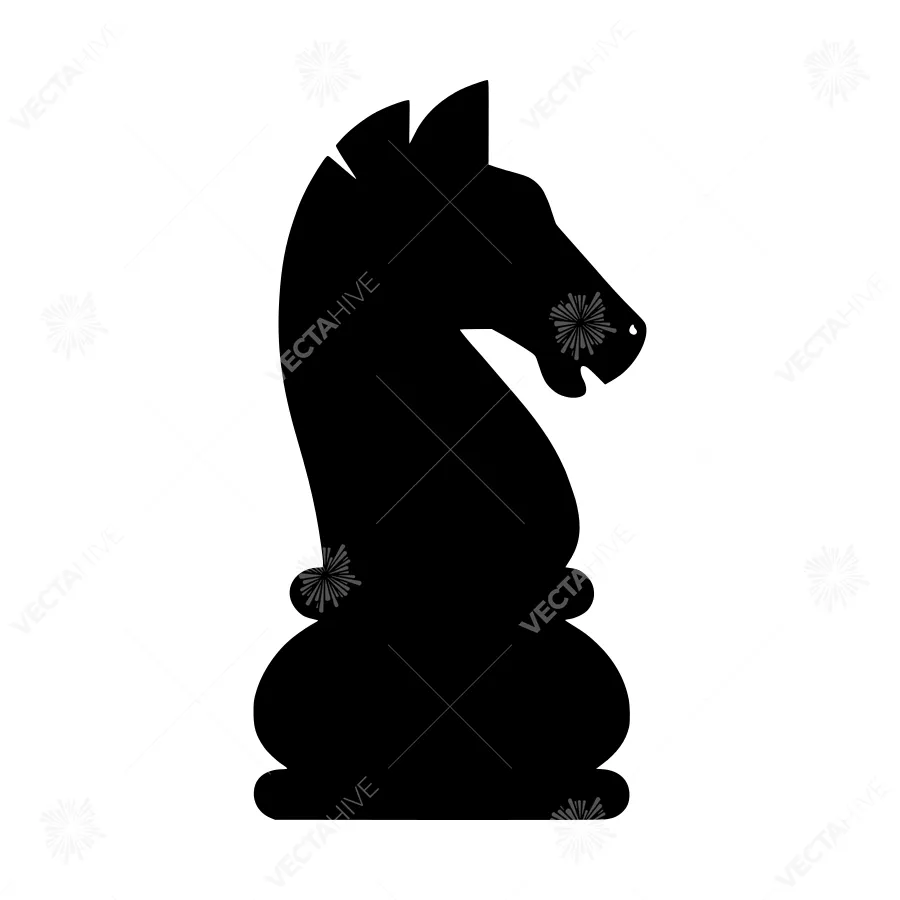 Chess Knight Silhouette Vector Icon