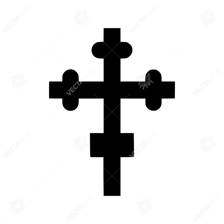 Black Orthodox Cross Icon Vector