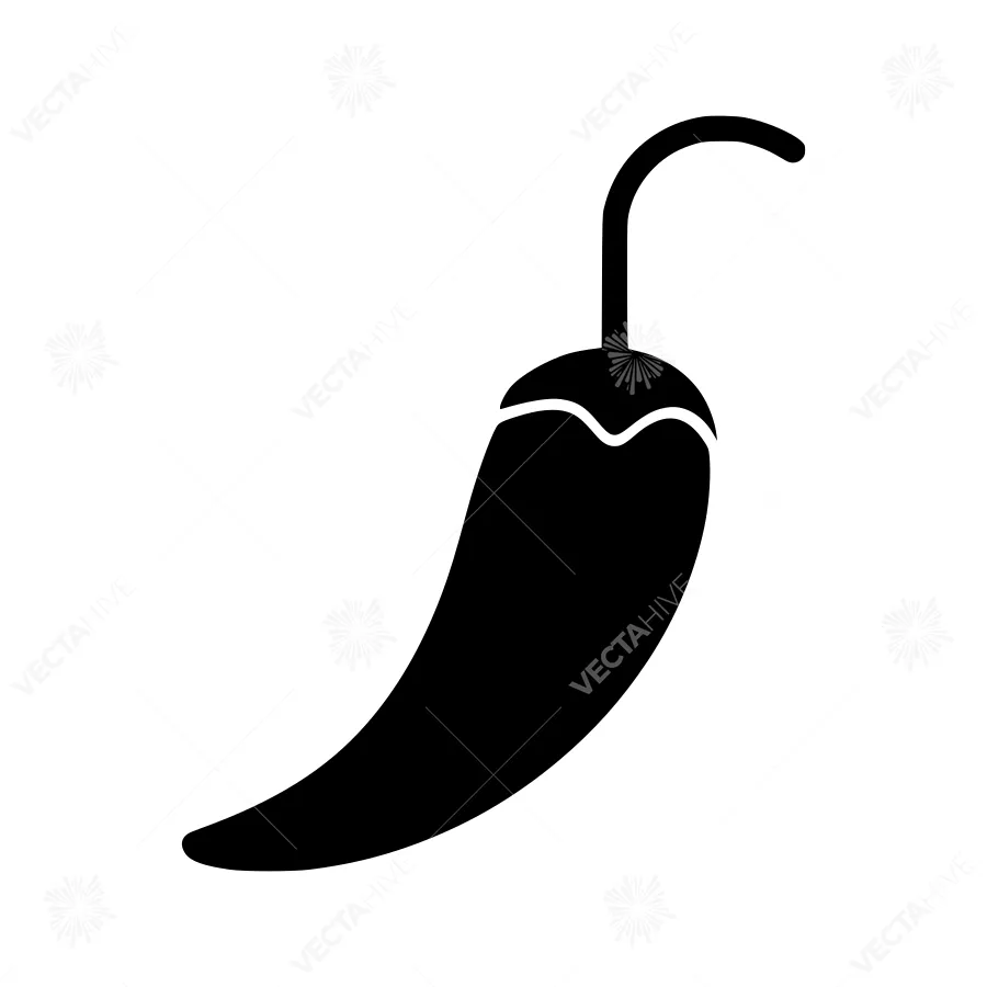 Black Chili Pepper Icon - Simple Vector Illustration