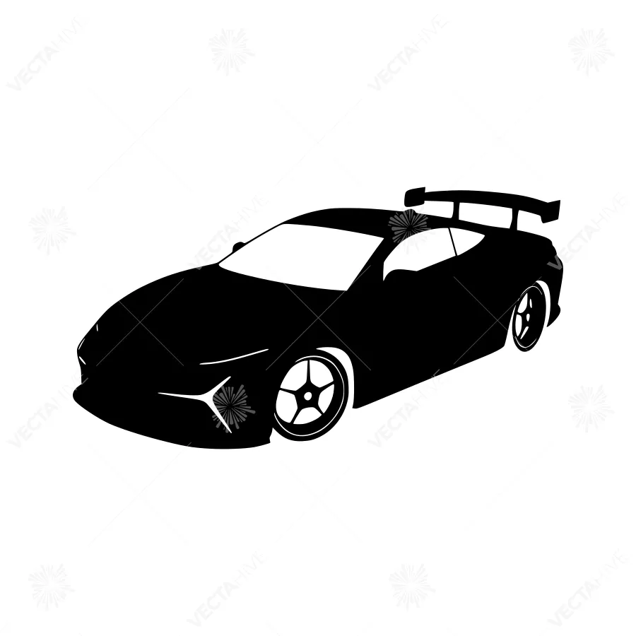 Black Sports Car Silhouette Vector