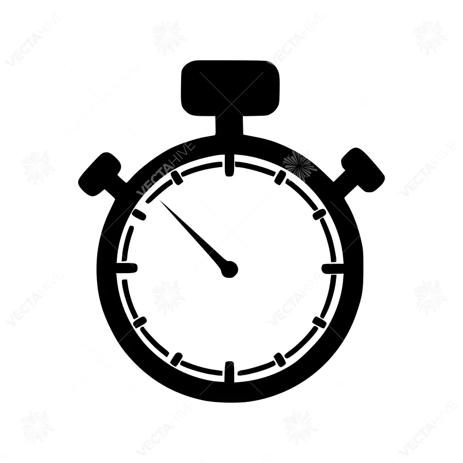 Black Stopwatch Icon - Time Management Vector