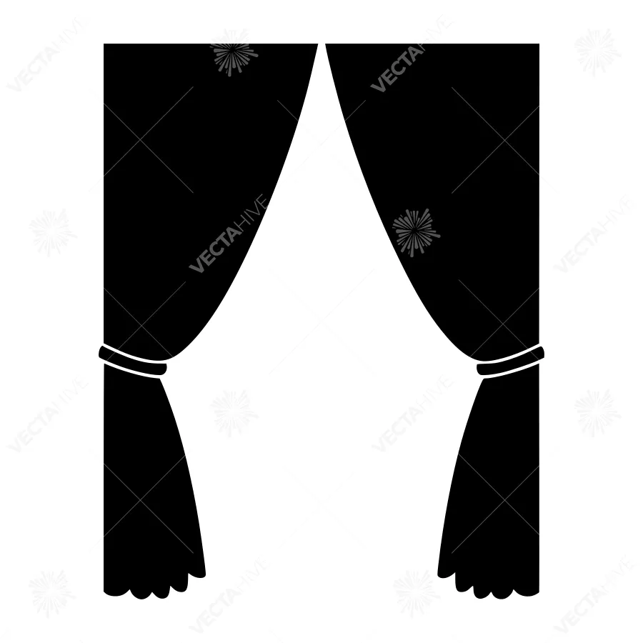 Black Curtains Silhouette Vector Graphic