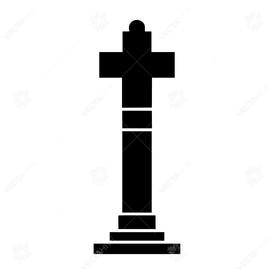 Black Cross Silhouette on White Background