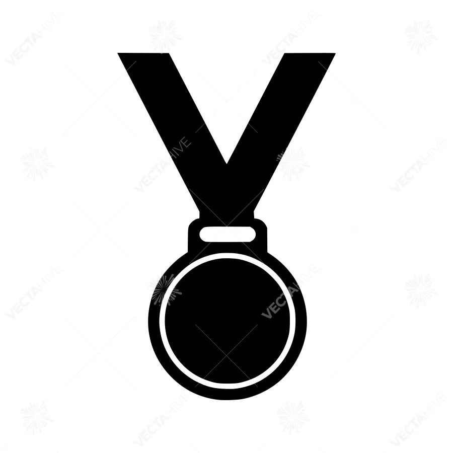 Black Medal Icon - Award Symbol Vector