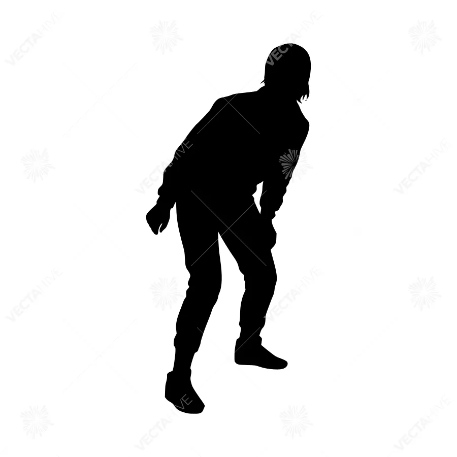Silhouette Figure Walking - Black on White