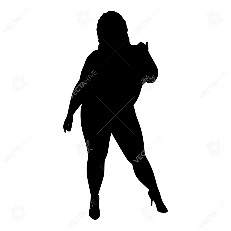 Silhouette Woman Figure - Black Outline
