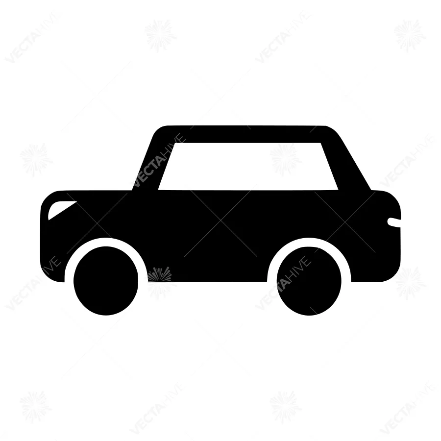 Simple Car Icon - Black Silhouette