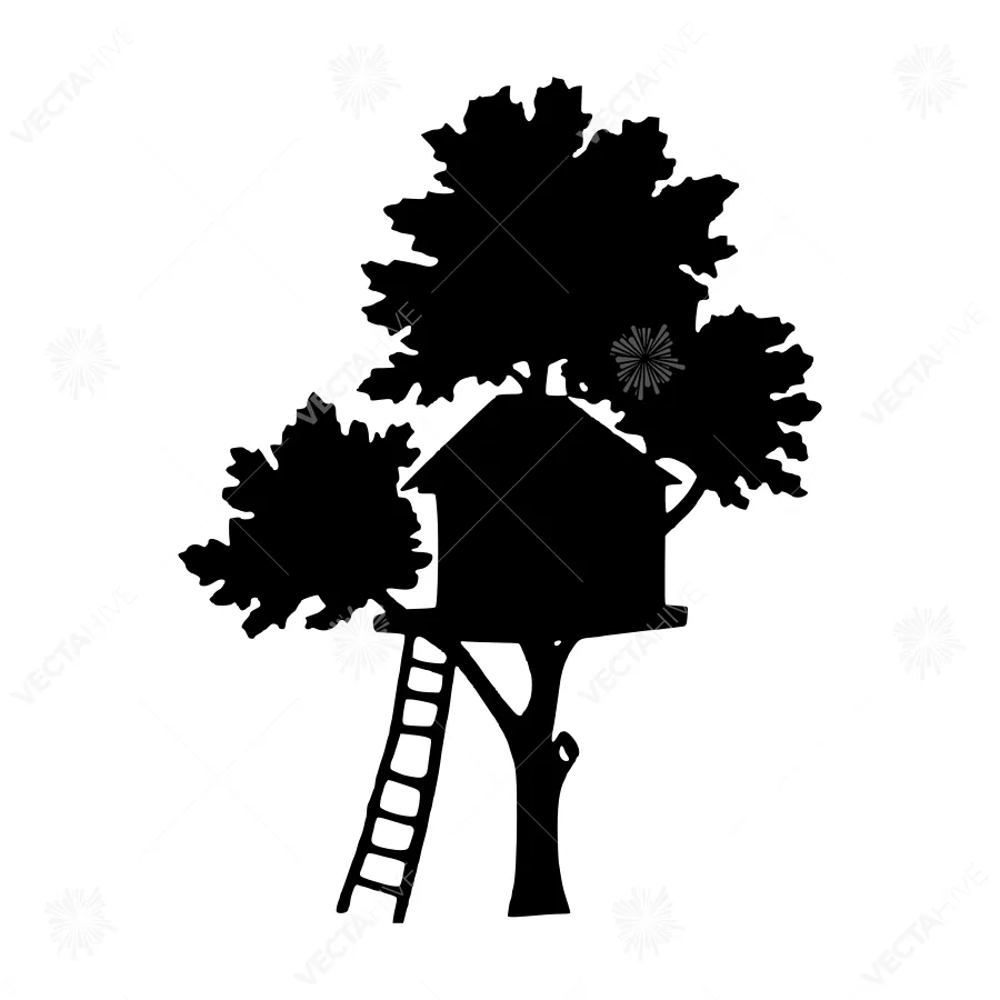 Treehouse Silhouette - Minimalist Design