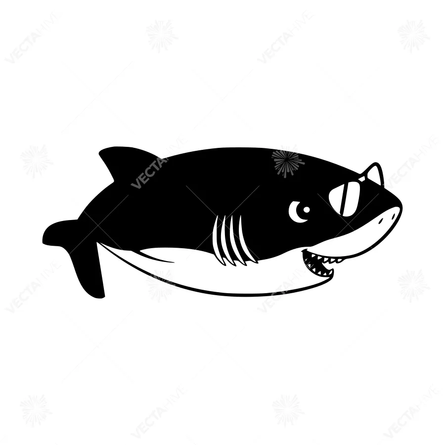 Cute Shark Sunglasses Vector Illustration