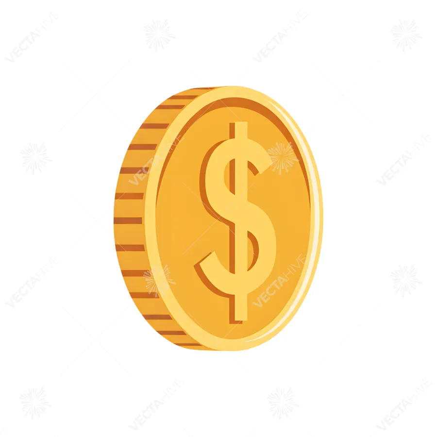 Golden Coin Dollar Symbol Icon