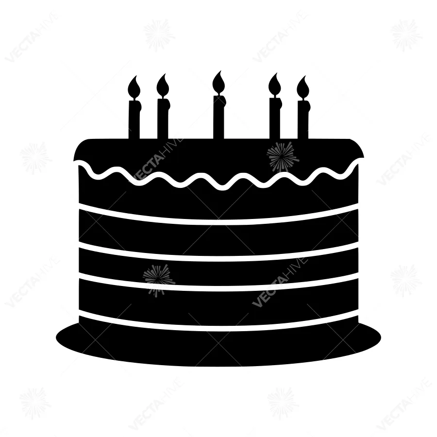 Black Birthday Cake Icon - Celebration Vector