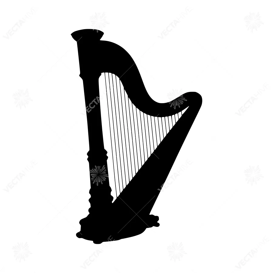 Silhouette Harp Musical Instrument Vector