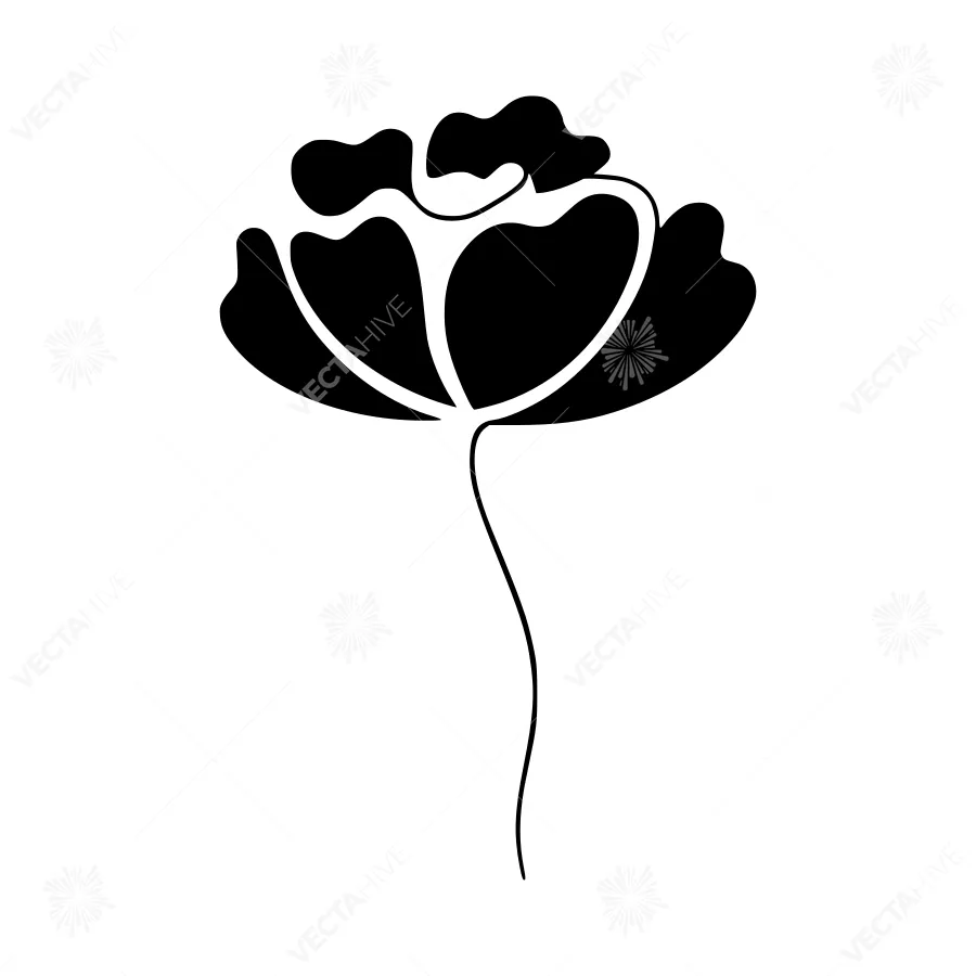 Minimalist Black Flower Silhouette