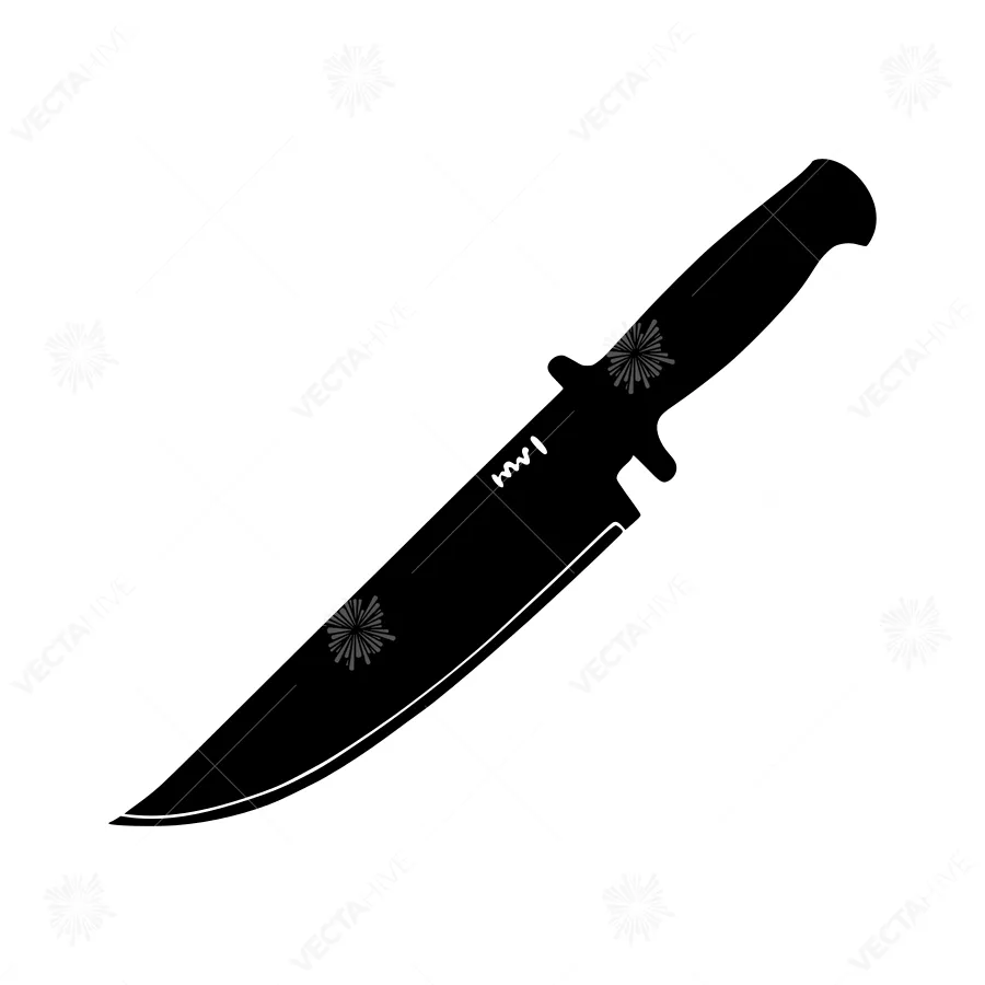Black Knife Silhouette on White Background