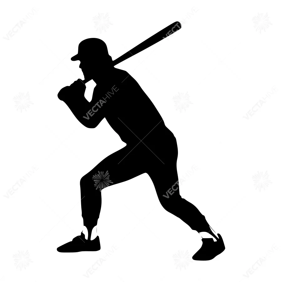 Baseball Player Silhouette - Action Shot