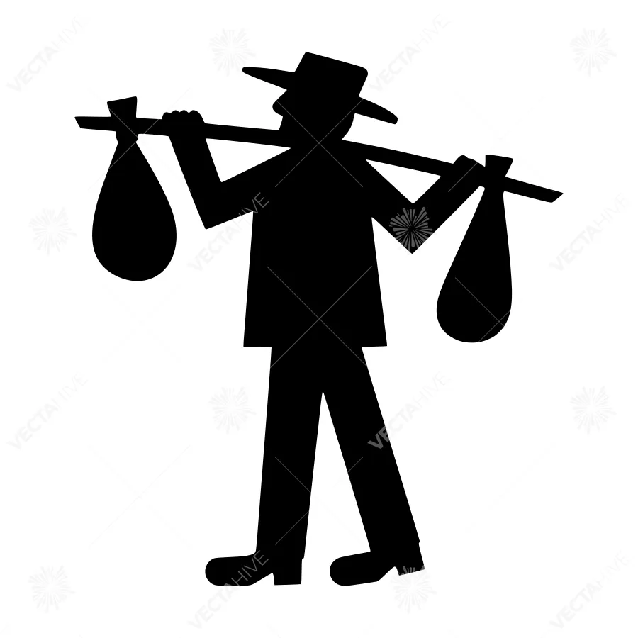 Silhouette Farmer - Rustic Labor Illustration